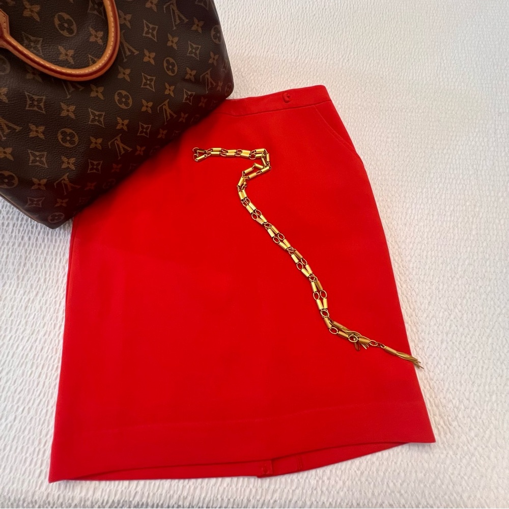 Trina Turk Poppy Red Pencil Skirt w/ Pockets - small
